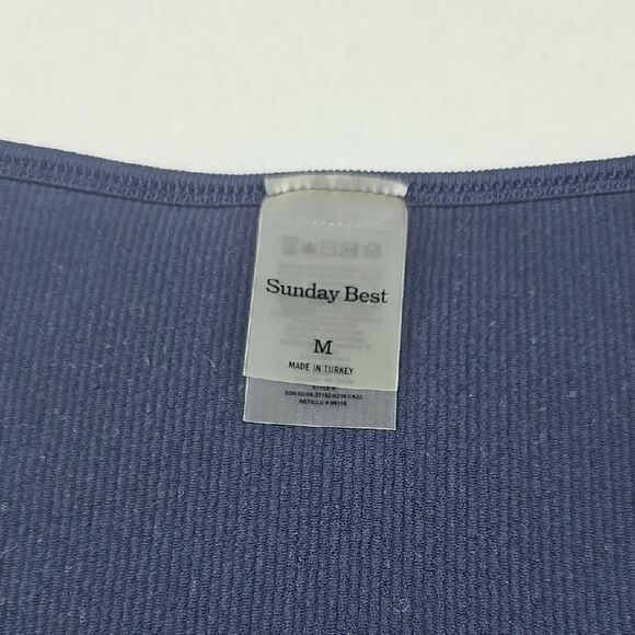 SUNDAY BEST -779 Aritzia Delta Sinch Seamless Long Sleeve Ribbed Dress Navy M - Picture 4 of 9